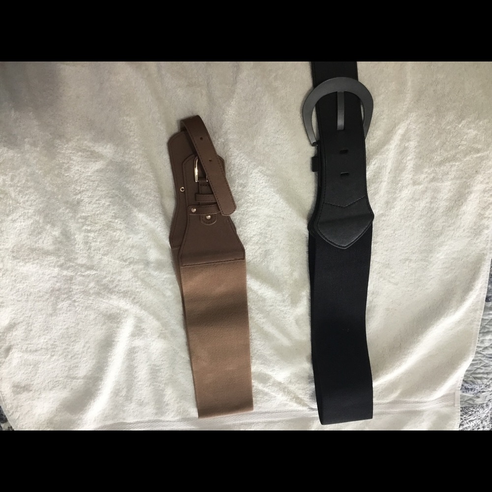 2 belts. One tan and one black. Stretch.